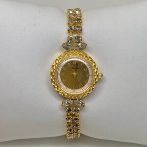 Vintage Rainbow mechanical wind up women watch gold tone 22mm size 7” running